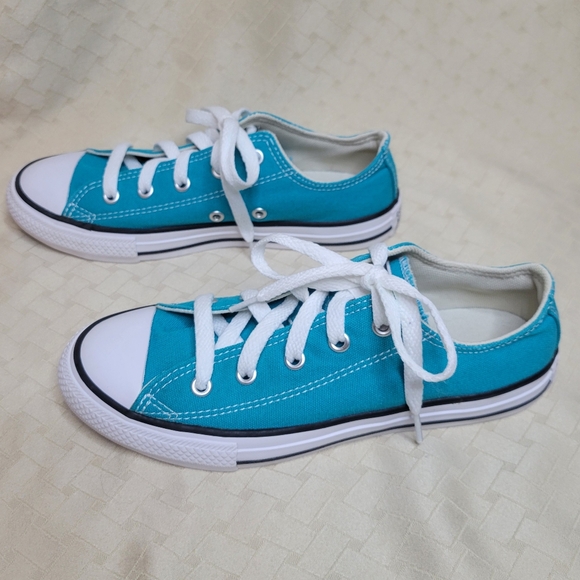 Converse Chuck Taylor teal blue green low top lace up youth kids sneakers size 2 - Picture 7 of 14